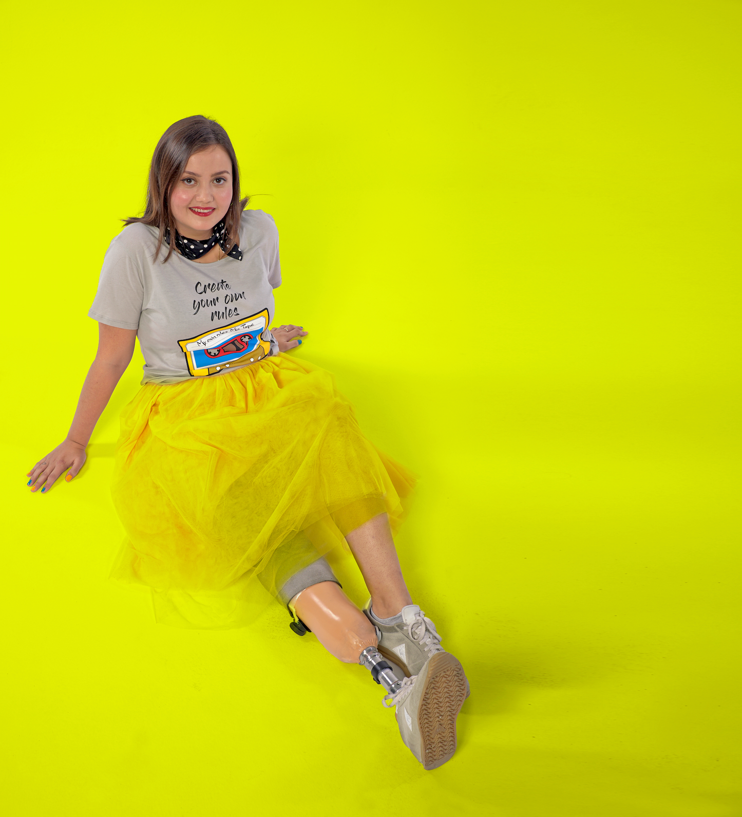 Camiseta mujer manga corta "CASSETTE" gris
