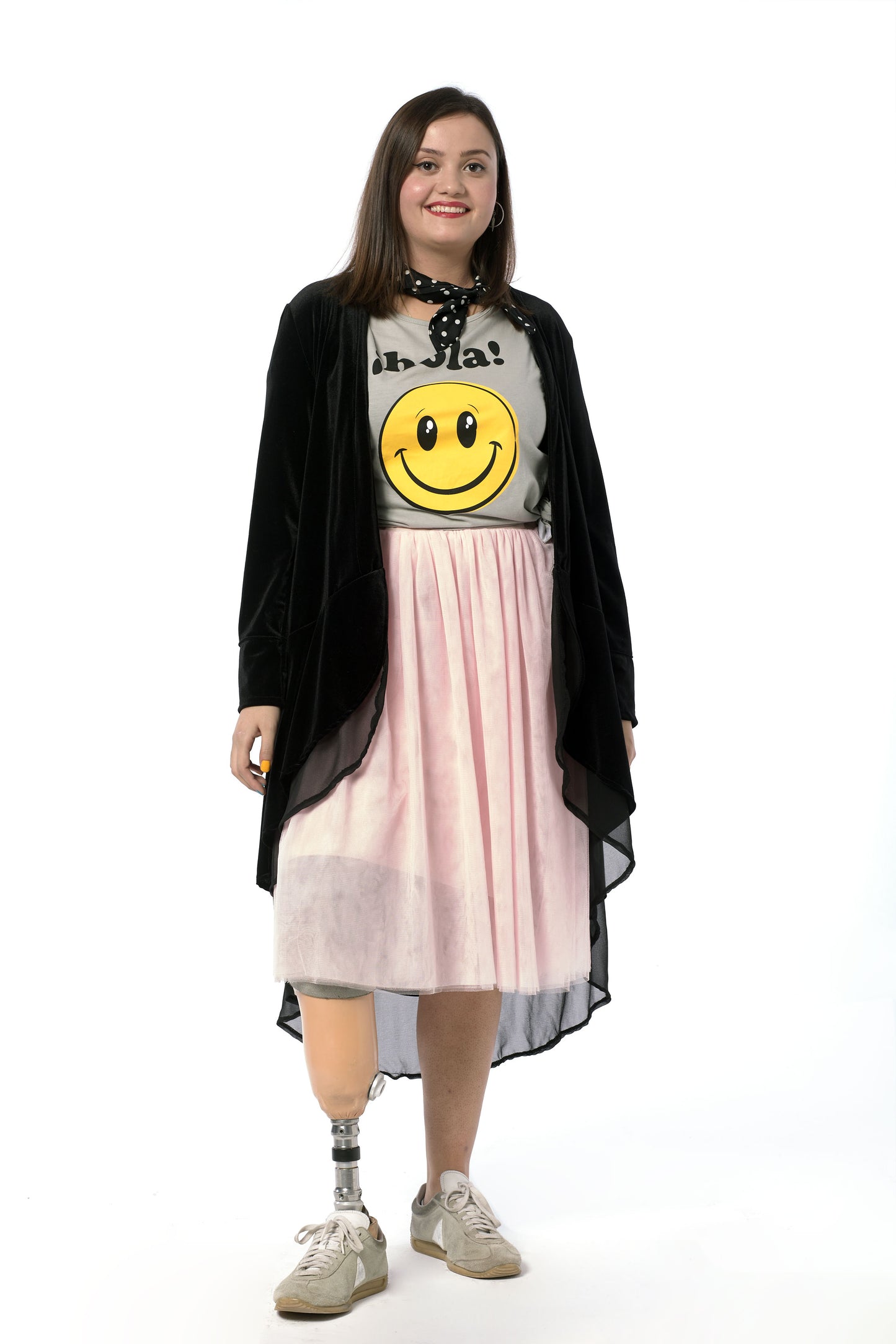 Camiseta mujer manga corta "SMILE" gris