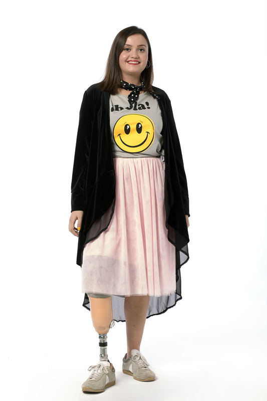 Camiseta mujer manga corta "SMILE" gris