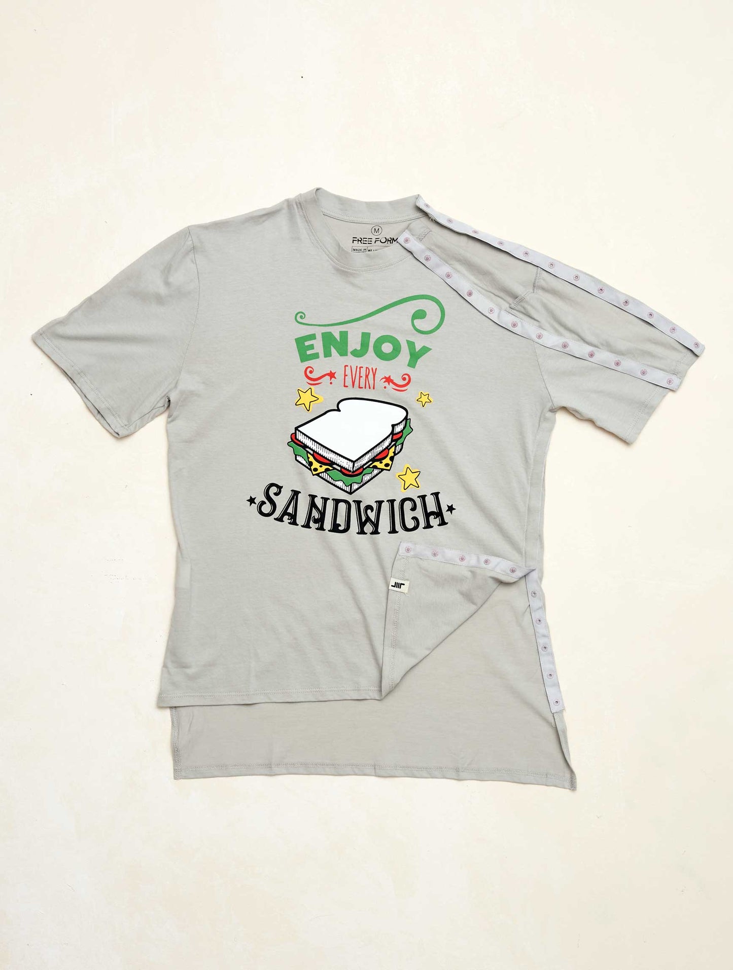 Camiseta hombre manga corta "Sandwich" color gris
