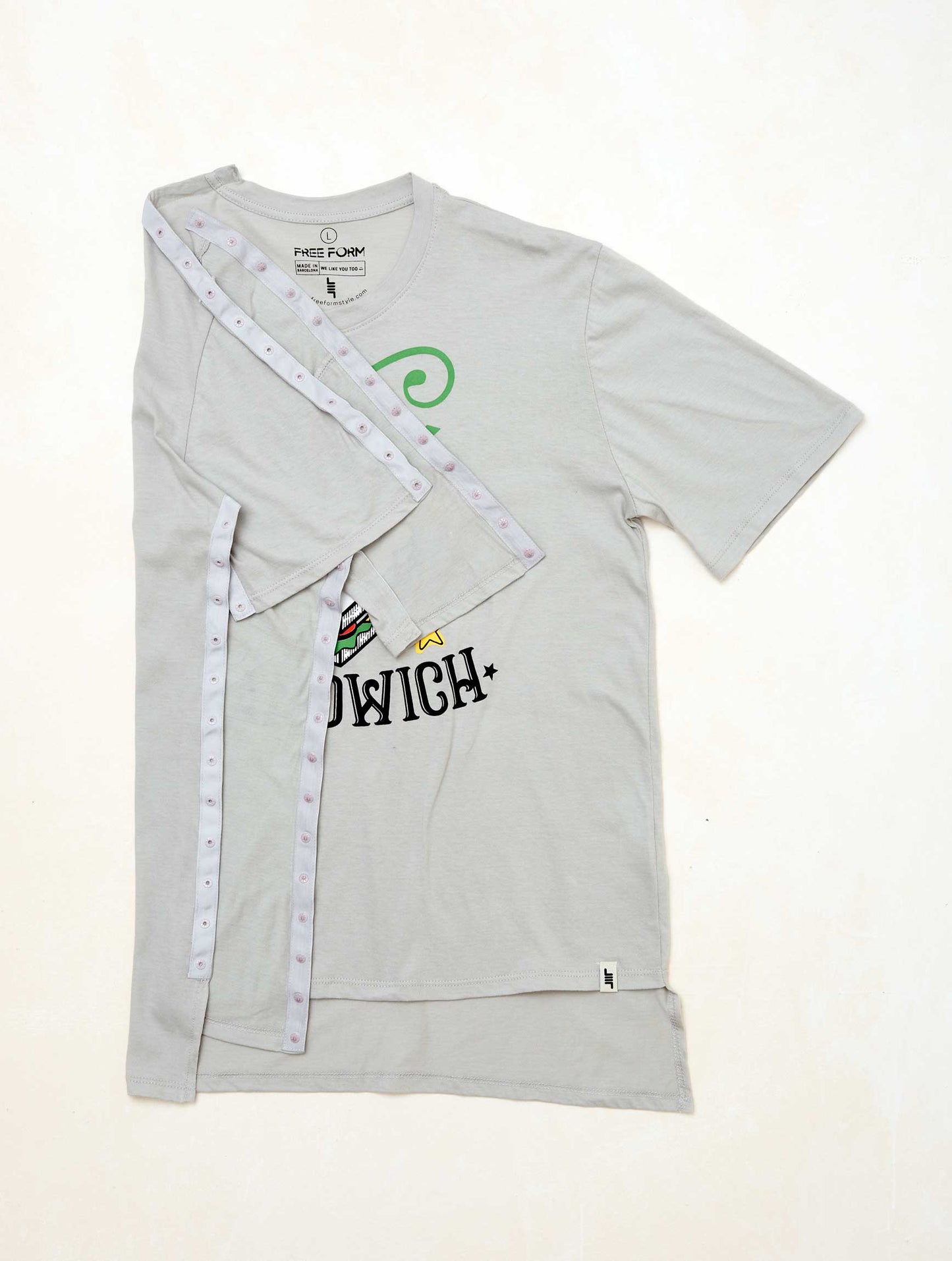 Camiseta hombre manga corta "Sandwich" color gris