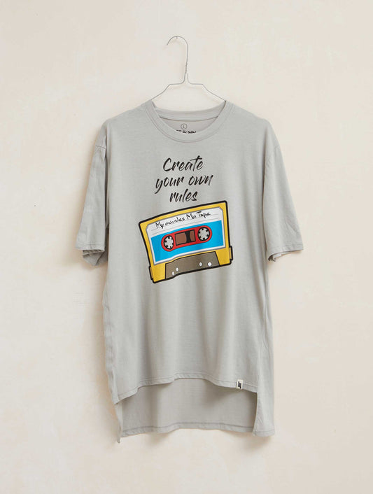 Camiseta hombre manga corta "CASSETTE" gris