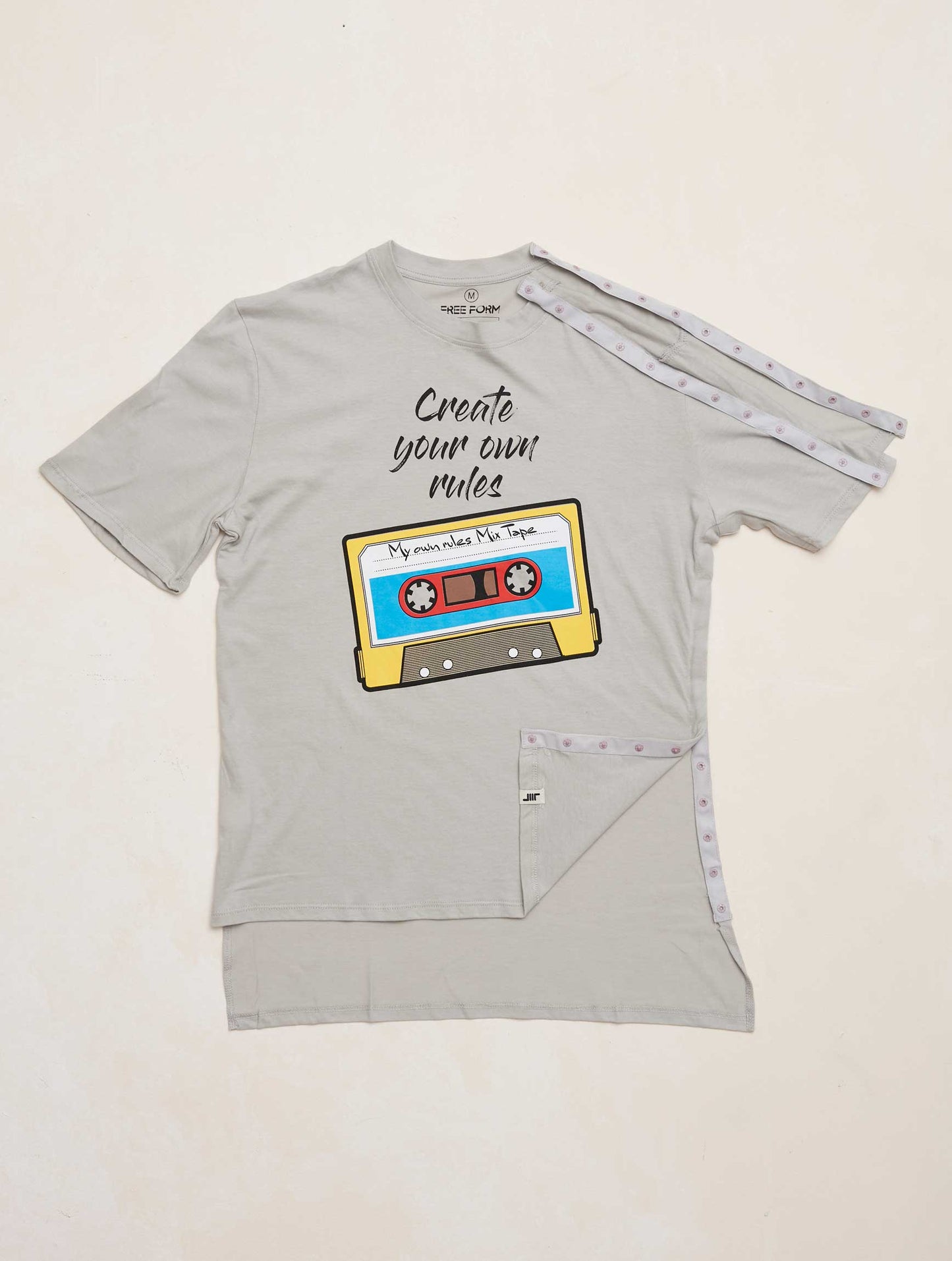 Camiseta hombre manga corta "CASSETTE" gris