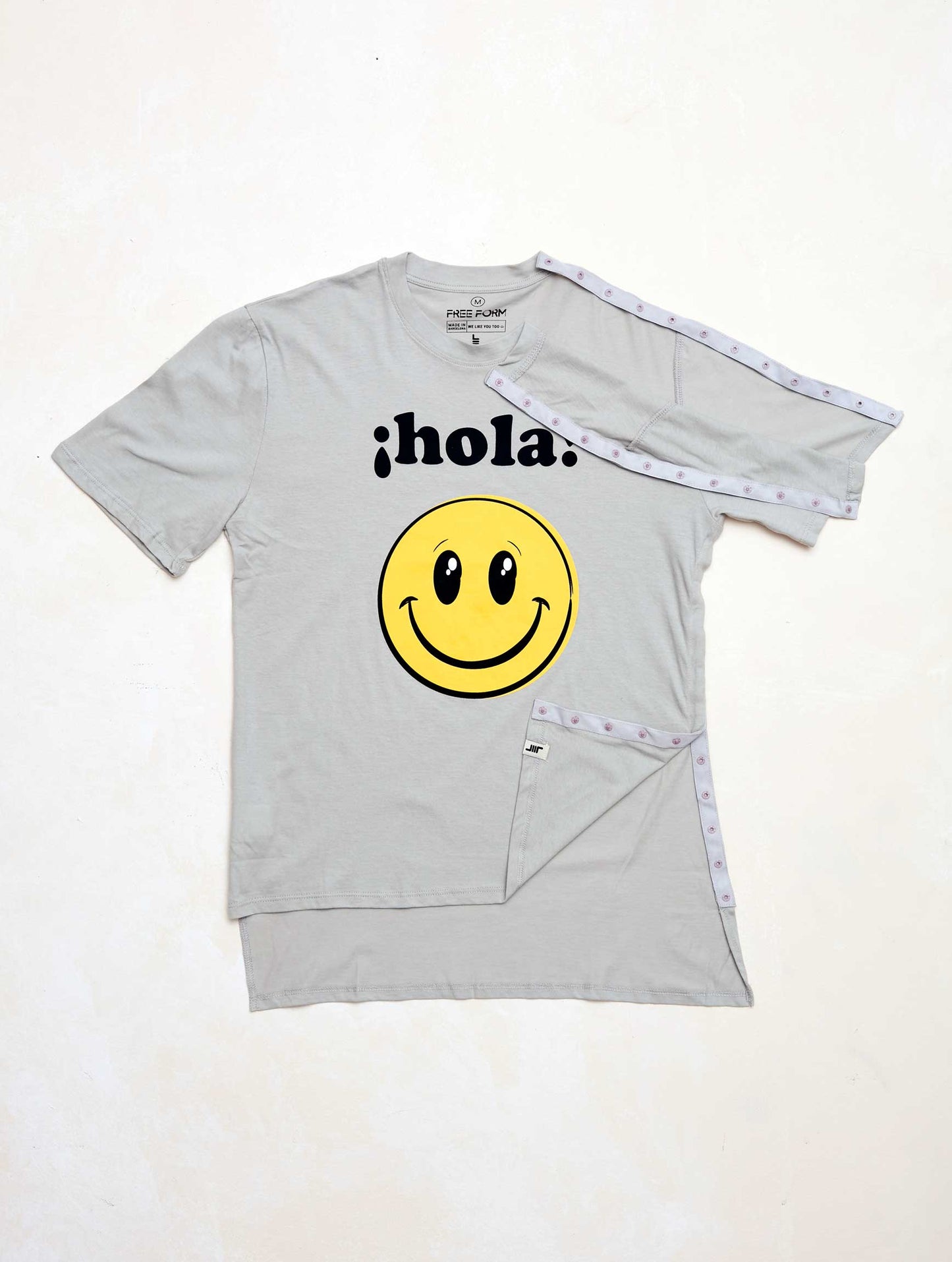 Camiseta hombre manga corta "SMILE" gris