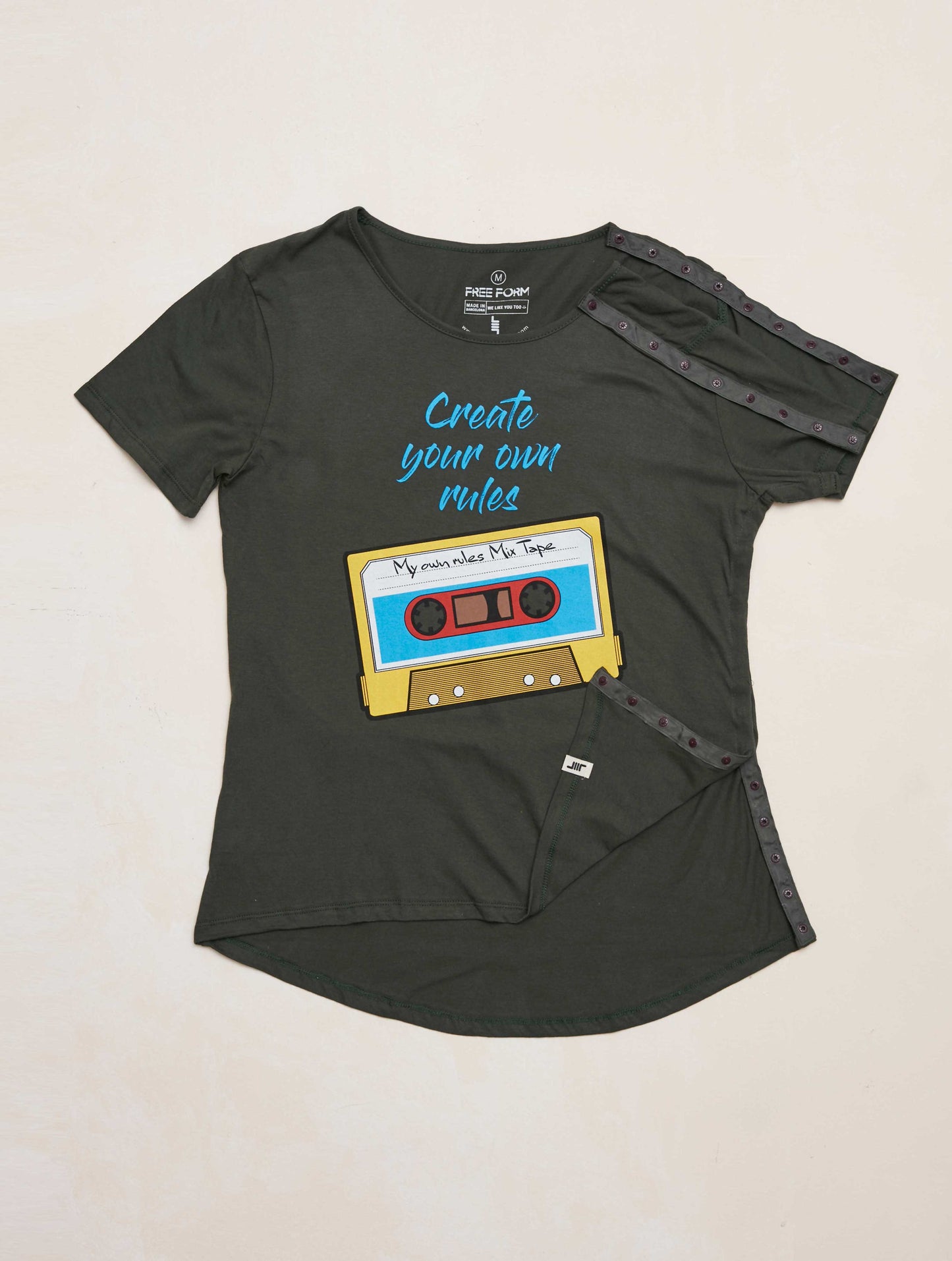 Camiseta mujer manga corta "CASSETTE" verde