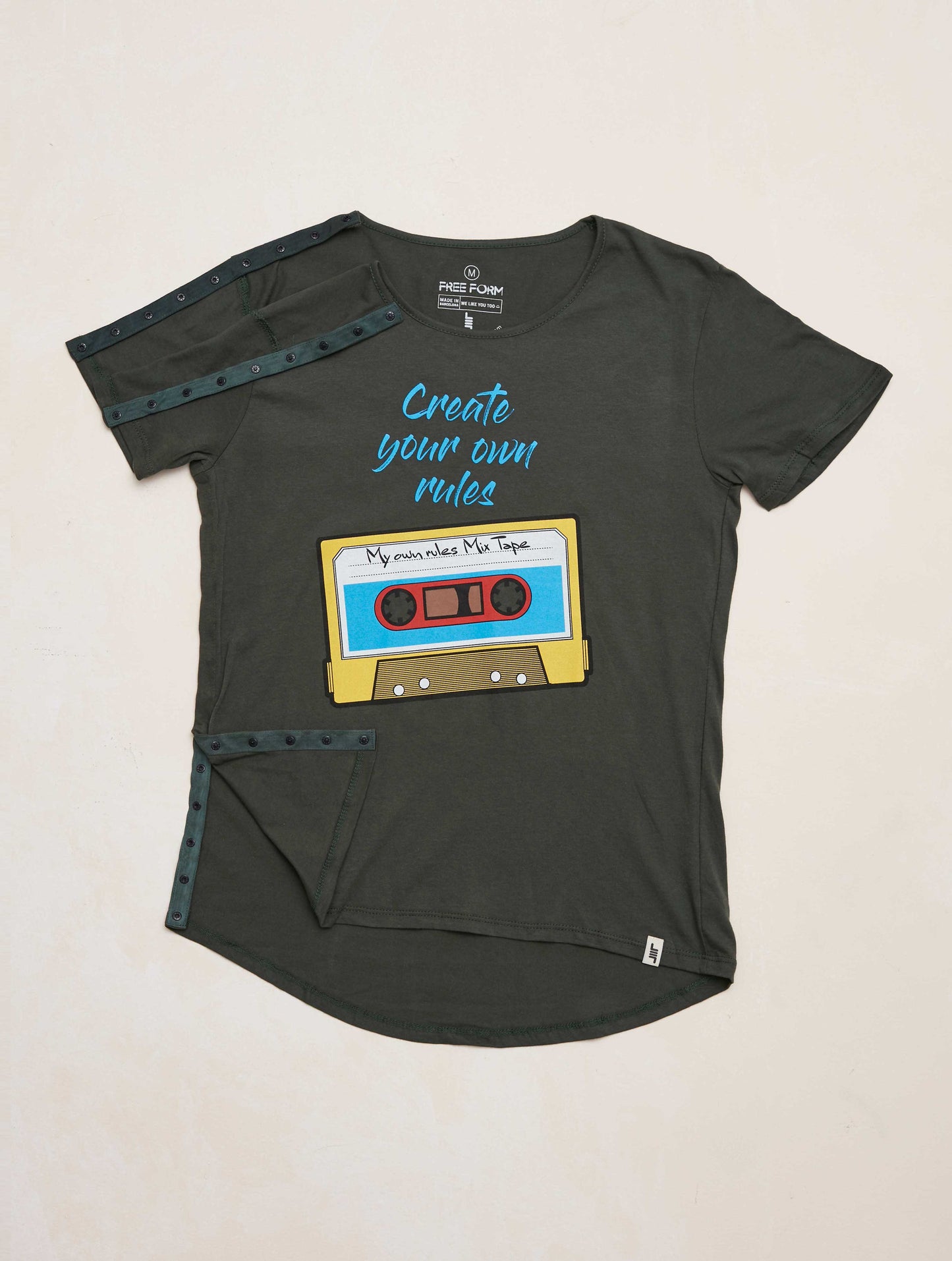 Camiseta mujer manga corta "CASSETTE" verde