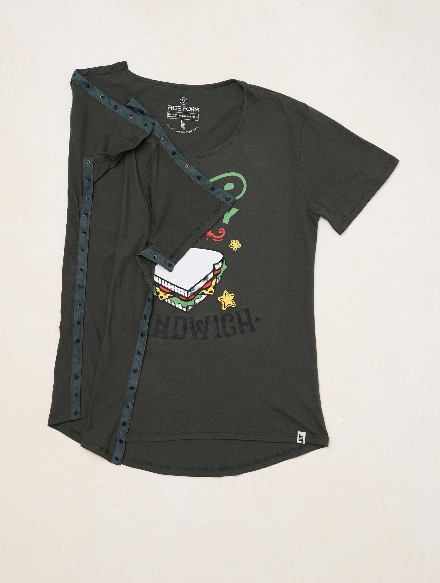 Camiseta mujer manga corta "SANDWICH" verde