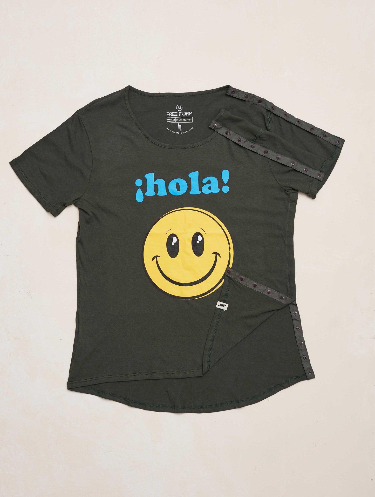 Camiseta mujer manga corta "Hola" verde