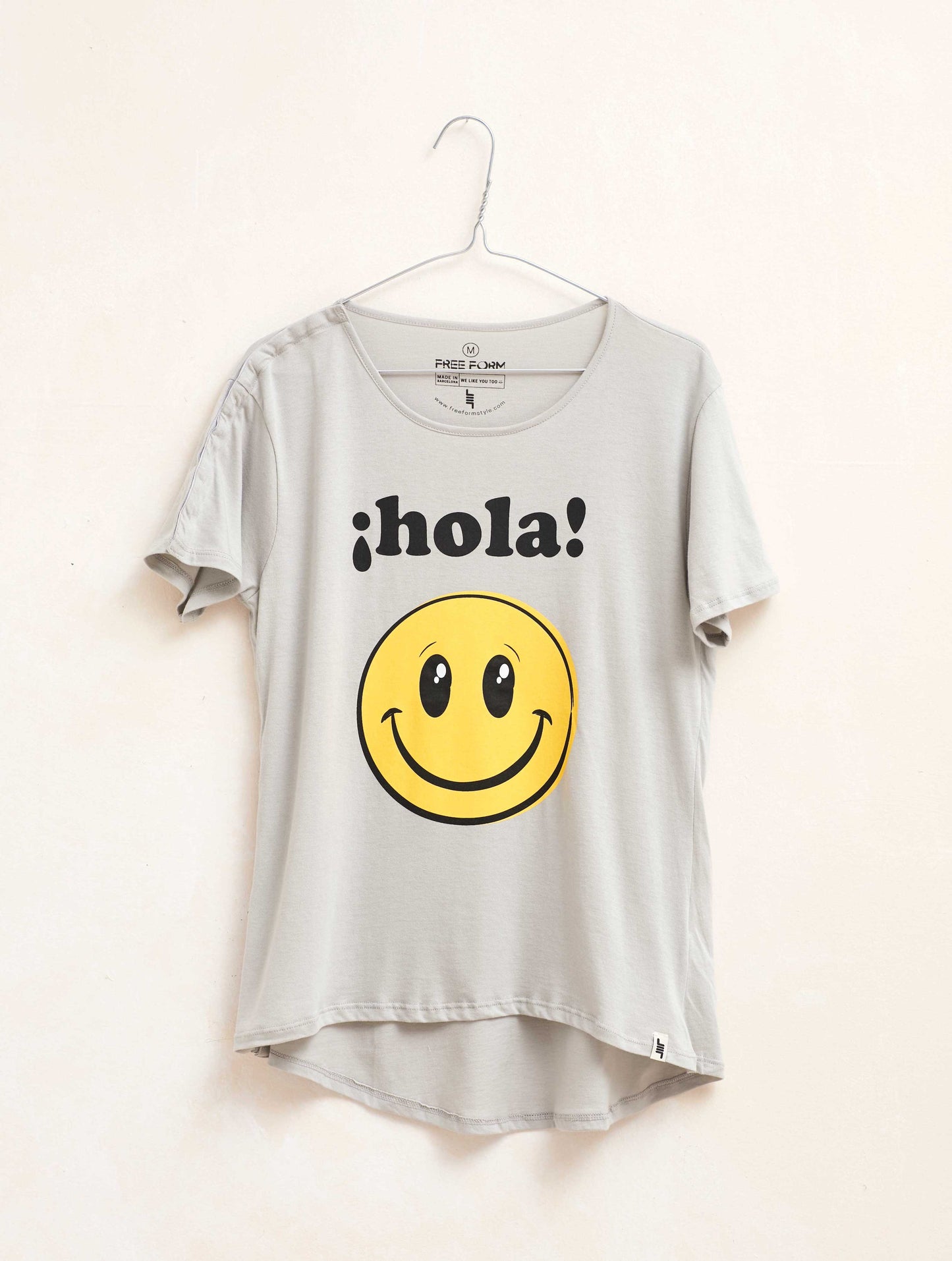 Camiseta mujer manga corta "SMILE" gris