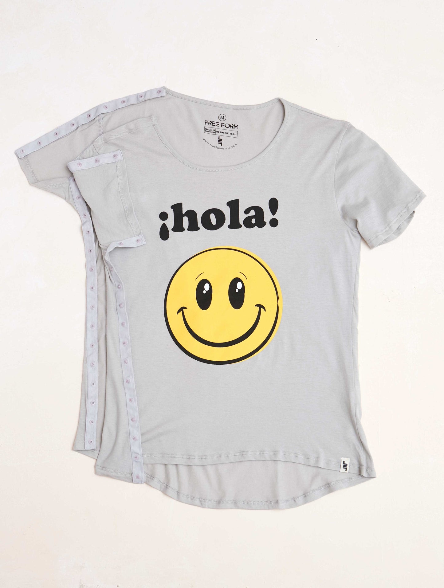 Camiseta mujer manga corta "SMILE" gris