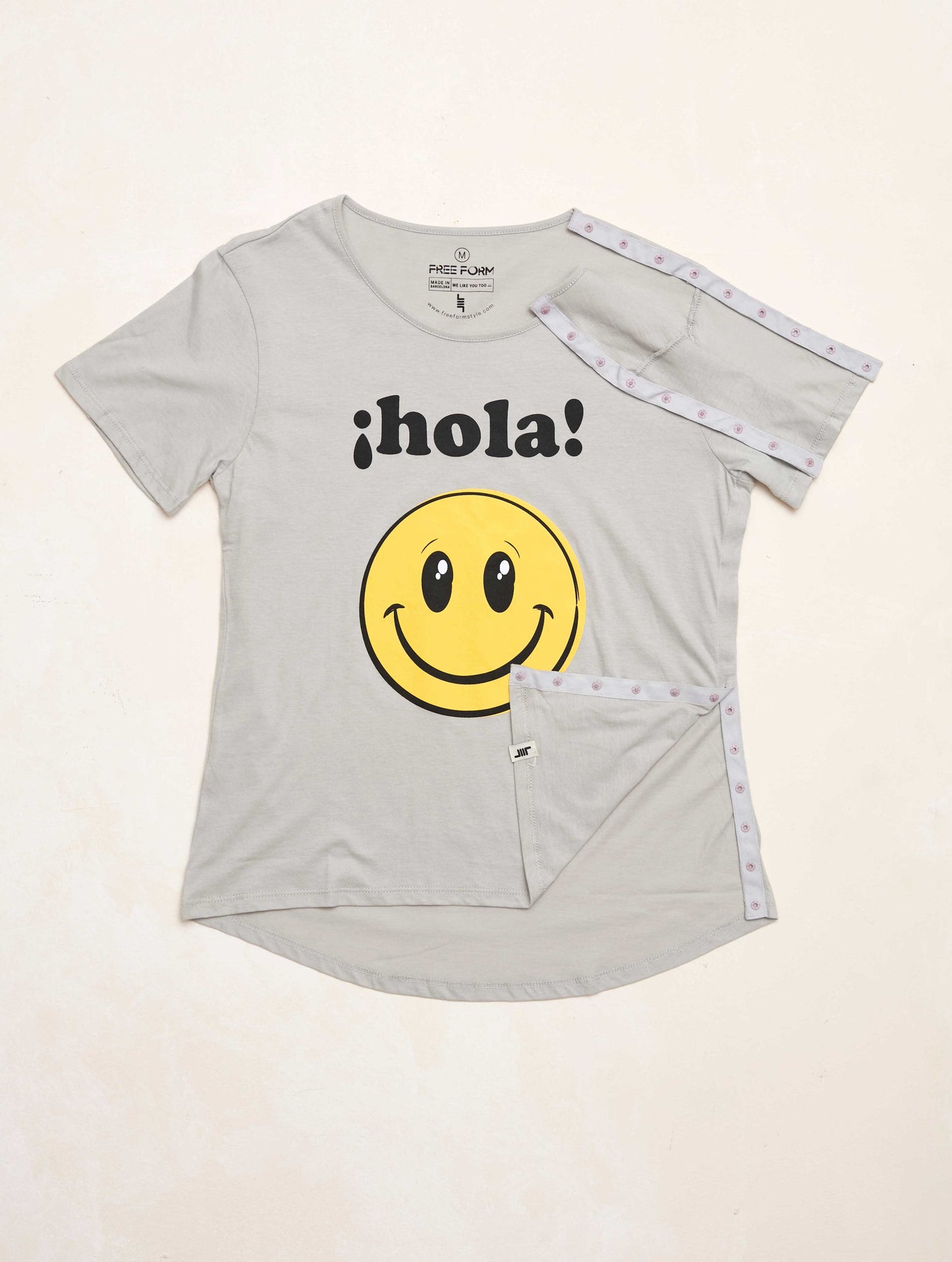 Camiseta mujer manga corta "SMILE" gris