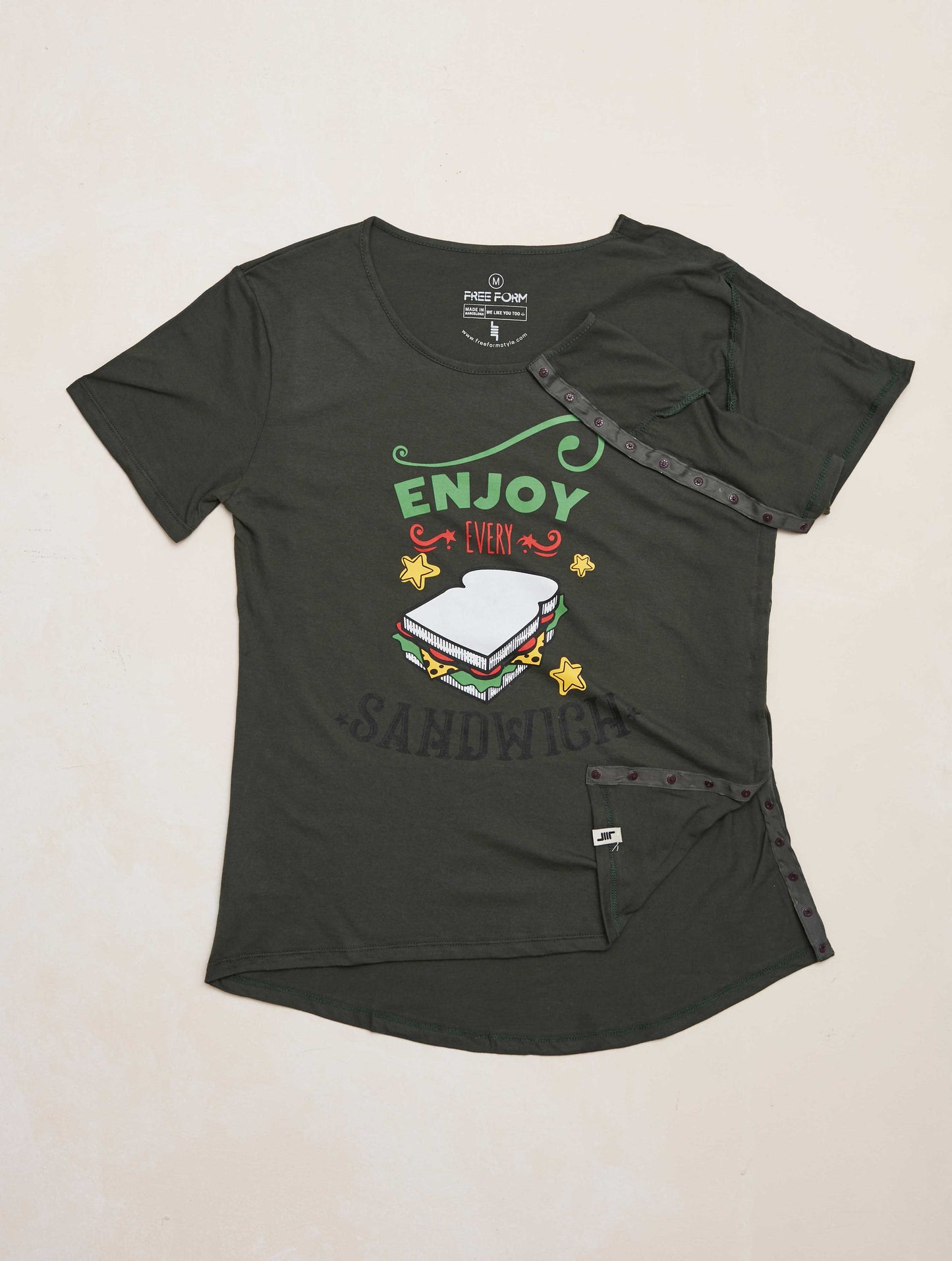 Camiseta mujer manga corta "SANDWICH" verde